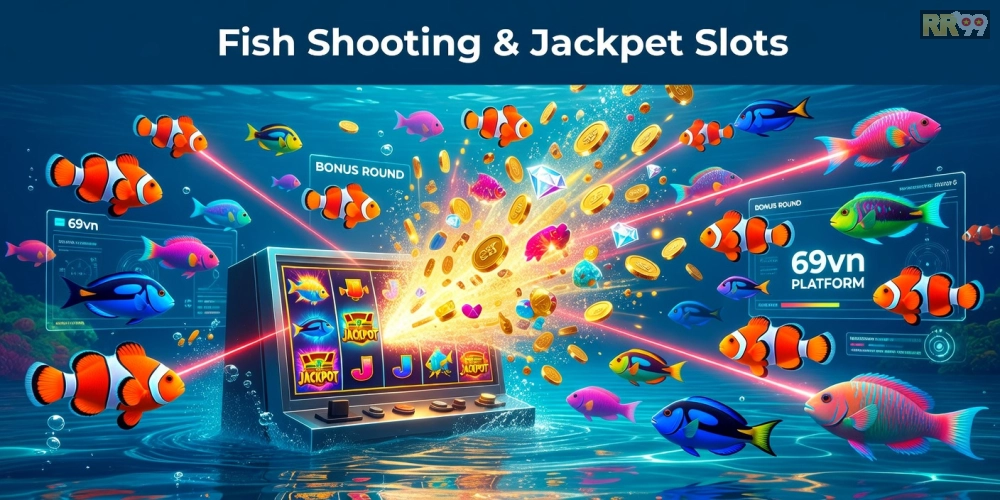 Hình minh họa giao diện bắn cá nổ hũ 69vn với đồ họa sống động và jackpot hấp dẫn