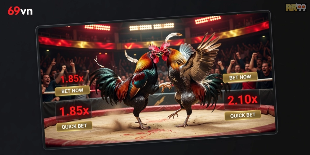 Hình minh họa khái niệm đá gà casino trực tiếp trên nền tảng 69vn với giao diện hiện đại